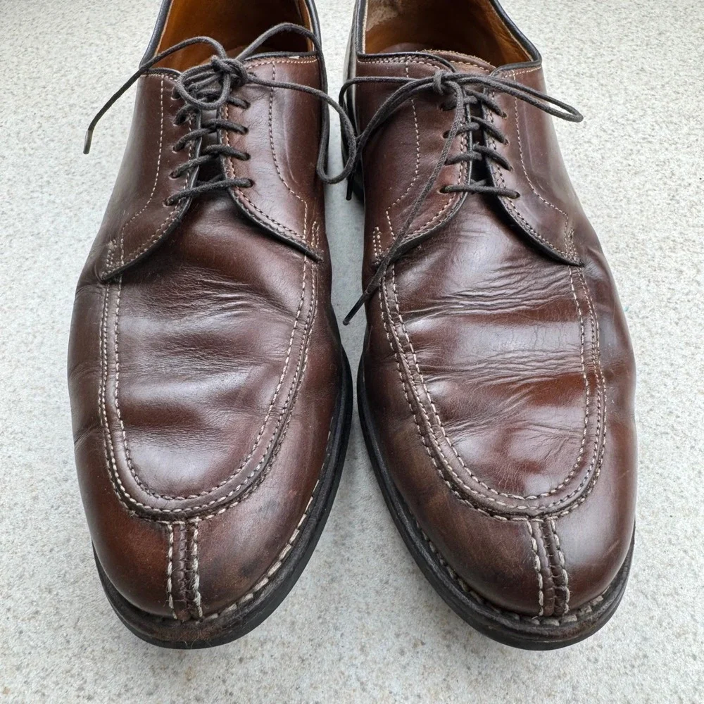 Allen Edmonds Clark Street Derby Mens 9.5 D Brown Leather Split Toe USA Dainite